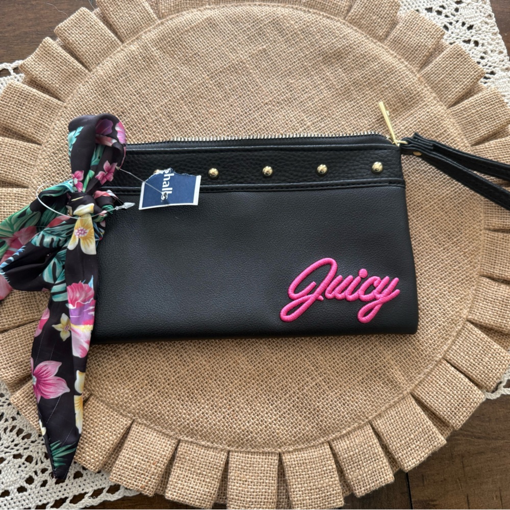 Juicy Couture Black Wristlet with Pink Script